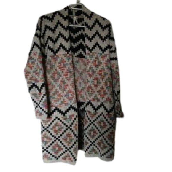 Dreamers Aztec Cozy Soft Boho Sweater Longline Cardigan Size Small - Picture 3 of 7